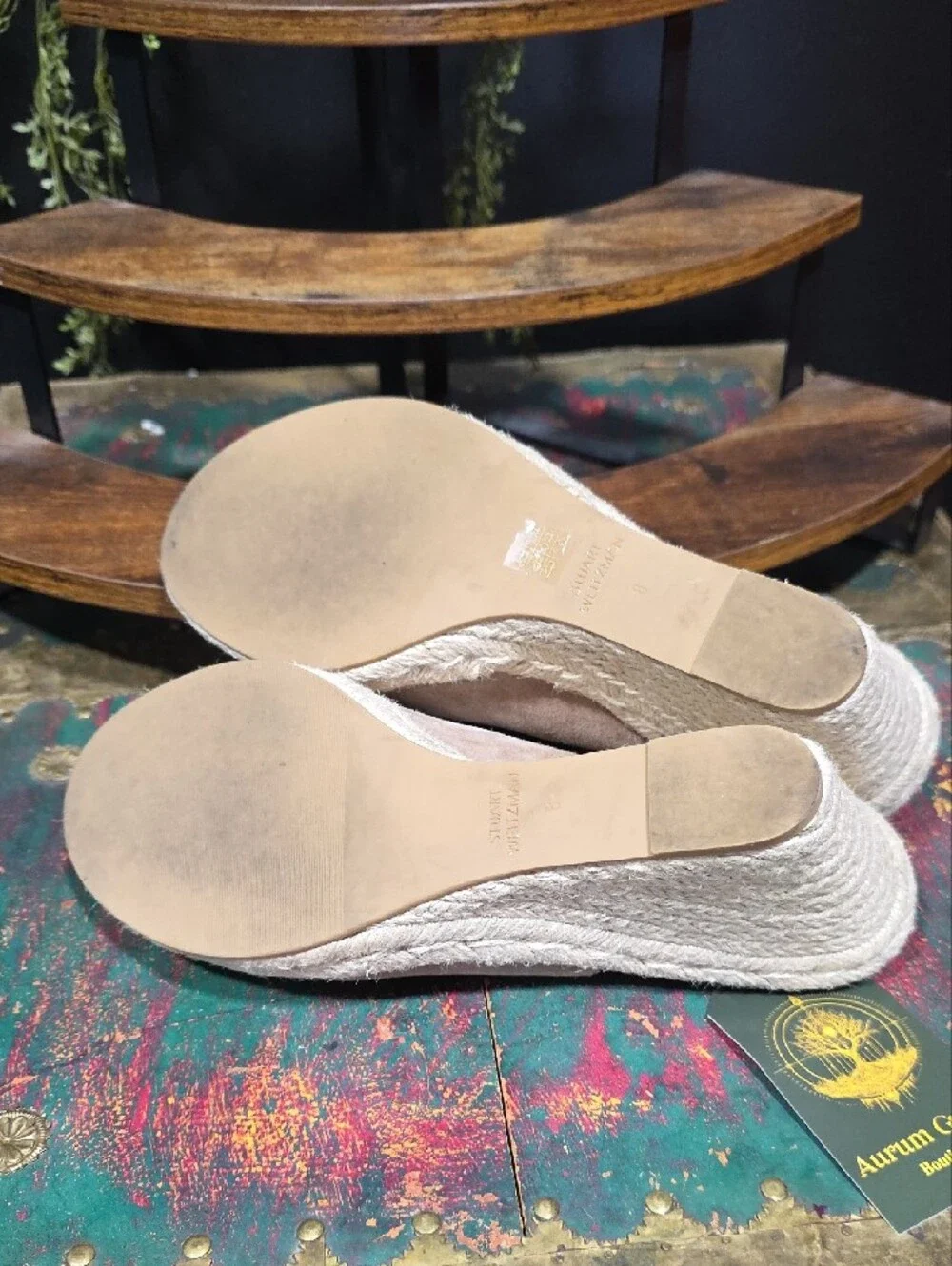 Stuart Weitzman Taupe Suede Espadrille Wedge Slingbacks